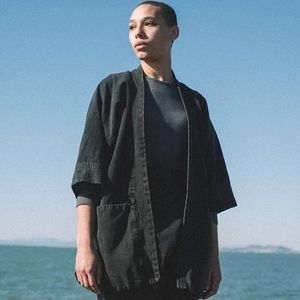 Aliya Wanek Aruna Jacket in Black Stonewash Denim